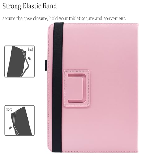 Universal 7 8 Inch Android Tablet Case Cover for All 7.0-8.5 Inch Tablet | PU Leather Folio Folding Stand Case, with Hand Strap and Card Slots, Multi-Angle Viewing, Pen Loop, Pink - color: Pink