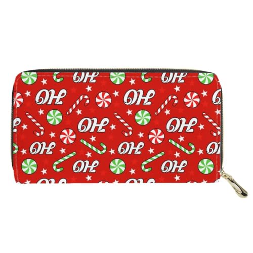 AFPANQZ Long Wallet for Women Slim Purse PU Leather Clutch Zip Around Cards Phone Holder - color: Christmas Hoho Crutch