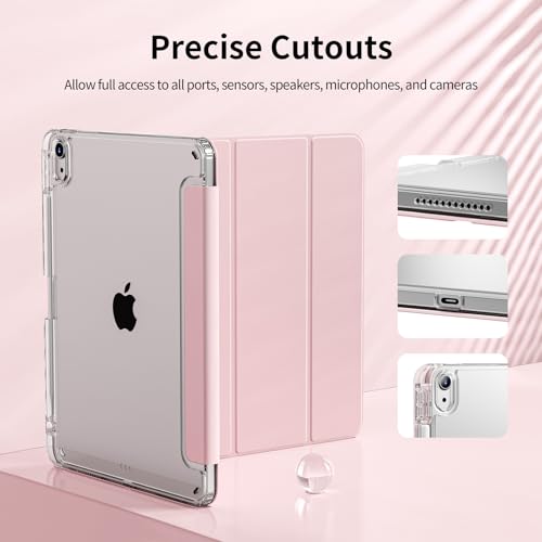 iPad A16 11th/10th Gen Clear Case with Clear Transparent Back, Pink - color: Light Pink