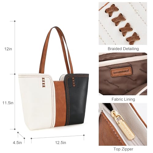 Montana West Tote Bag for Women Top Handle Satchel Purse - color: Three Chocolate V2