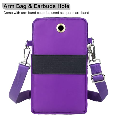 Small Crossbody Bag for Women - Mini Phone Purses with Crossbody Strap and Wallet - Nylon Arm Bag - color: A-purple