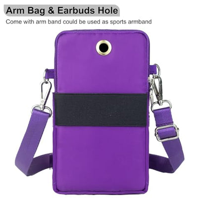 Small Crossbody Bag for Women - Mini Phone Purses with Crossbody Strap and Wallet - Nylon Arm Bag - color: A-purple