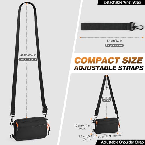 Wristlet Wallet for Women, 4-in-1 RFID Blocking Small Crossbody Bag for Men - color: Black