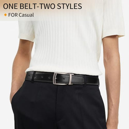 GOIACII Leather Belt for Men with Gift Box - color: A01 Black, size: 34" to 38" Waist Adjustable