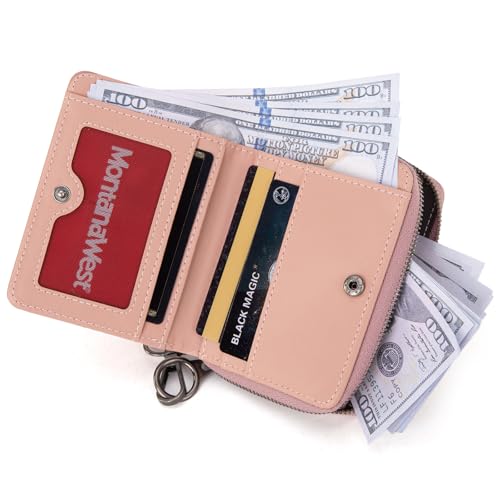Montana West Small Wallet for Women Female Ladies with a Detachable Wristlet Women's Wallet with Rfid Blocking Lining Minimalist Lightweight & Easy to Carry - color: Dark Pink