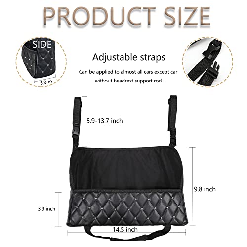 Car Net Pocket Handbag Holder with Diamond Bling Driver Netting Pouch, Handbag Holder Front Seat, Barrier of Backseat Pet Kids Storage & Pocket (Black with Diamond) - color: Black with Diamond