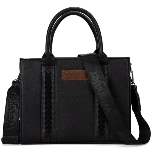 Wrangler Tote Bags for Women Top-handle Handbags and Purse for Women with Adjustable Strap - color: A Classic Black