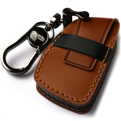 leather Case Compatible with Chevrolet Key Fob Cover or Keychain | Fits for Silverado 1500 GMC Sierra 1500, Silverado Sierra 2500HD 3500HD Smart Key etc - color: 5b-brown