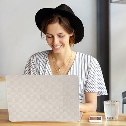 for MacBook Air 15 inch Case 2026-2023 M5 M4 M3 M2, Checker Beige | Leather Textured Hard Shell, Precise Logo Cutout, With Keyboard Cover, Anti-Fingerprint, Anti-Scratch，Slim,Lightweight - color: Checkerboard Beige, size: 2023-2026 MacBook Air 15 inch M2