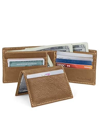 Timberland Men's Leather Passcase Bifold Wallet Hybrid, Tan, One Size - color: Tan