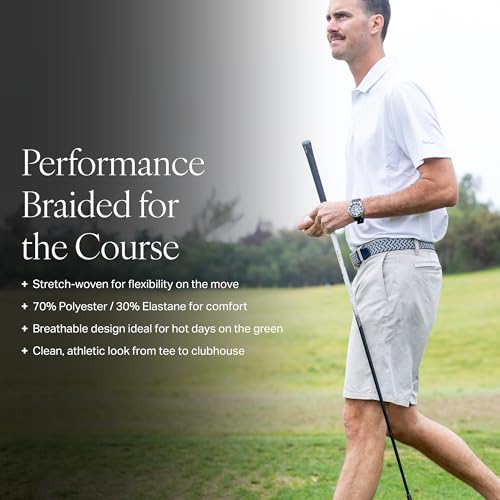 Nexbelt Men's Braided Ratchet Golf Belt – Adjustable, Stretch Fit – For Casual Wear & Golfing (Fits up to 50") - color: Black, size: Large