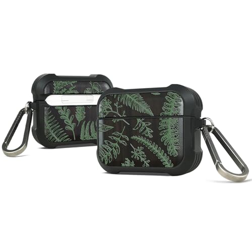 Balck Solid Wood for AirPods Pro 2 Case (2nd/1st Gen) Botanical Garden | Airpods Pro Case 2nd / 1st Generation (2023/2022/2019) with Quick Released Keychain, TPU Shockproof Cover, Hand-Drawn Style - color: Botanical Garden