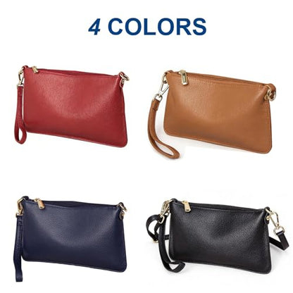 Sursee Genuine Leather Crossbody Bag for Women Convertible Wristlet Clutch Shoulder Handbag for Travel Work Daily Use - color: Blue