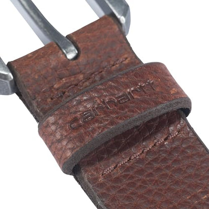 Carhartt Men's Durable Full Grain Saddle Leather Classic Belts, W/Rugged Antique Nickel Hardware - color: Red Brown, size: 32