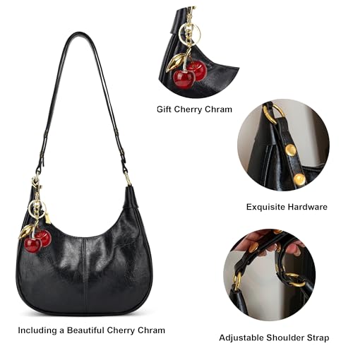 Small Hobo Bags Crescent Shaped Shoulder Bags for Women Mini Cherry Purse Fall Soft Crossbody Handbag 2025 - color: Wy26-28black