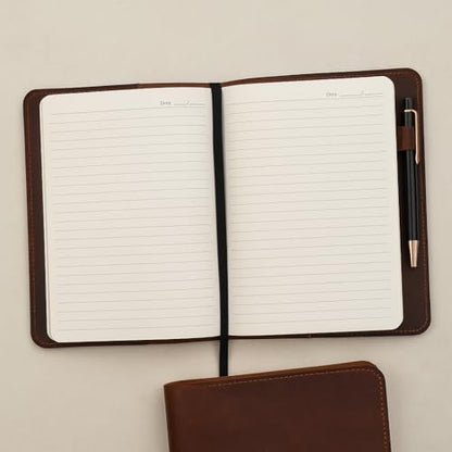 XL Leather Journal Cover 7.5 X 9.75 In With Pen Loop, Brown | Handmade Refillable Leather Sleeve Fits B5 And Composition Notebooks, With Pen Loop For Sketching, Journaling And Writing