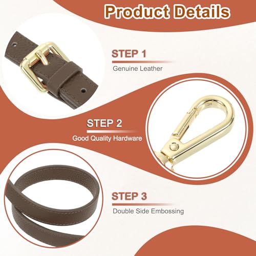uxcell Genuine Leather Purse Strap, 41.7"-51.2" Adjustable Crossbody Replacement Straps 0.7" Width for Women Handbags Shoulder Bag (Khaki, Gold Buckle) - color: Khaki, Gold Buckle, size: 0.7" Width
