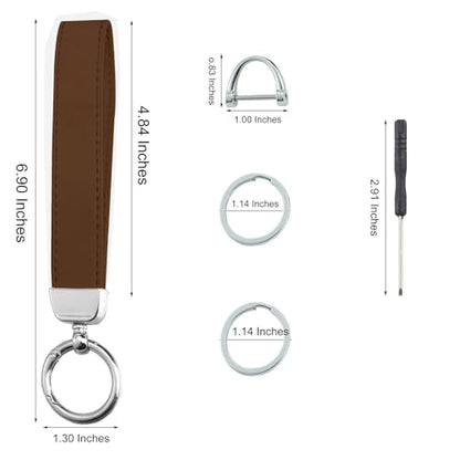 Weixiltc Quilted Leather Wristlet Keychain, D-Ring Car Key Holder | Quilted faux leather & gold hardware. D-ring for car keys + 2 split rings. Hands-free, anti-loss for commute & travel - color: #-Brown