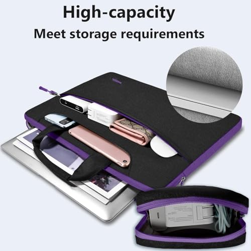 Hseok Laptop Shoulder Bag 13-14 inch Shockproof Water-Resistant HandBag with Small Case Compatible with MacBook Pro/Neo 14" M5/M4/M3/M2/M1, Mac Air/Pro 13.3", XPS 13/14, Most 13"-14" PC,Black-purple - color: Black-purple, size: 13"-14"