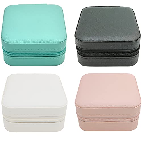 TRODANCE Mini Jewelry Case, Small Travel Jewelry Organizer, Portable Jewelry Box Mini Storage Organizer Display Box For Rings Earrings Necklaces (4Color-4pack) - color: A1 - 4 packs - 4 Color