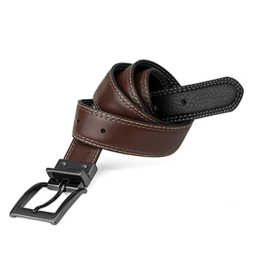 Steve Madden Men's Reversible Men's Dress Casual Every Day Leather Belt - color: Black/Brown (Double Stitch), size: X-Large