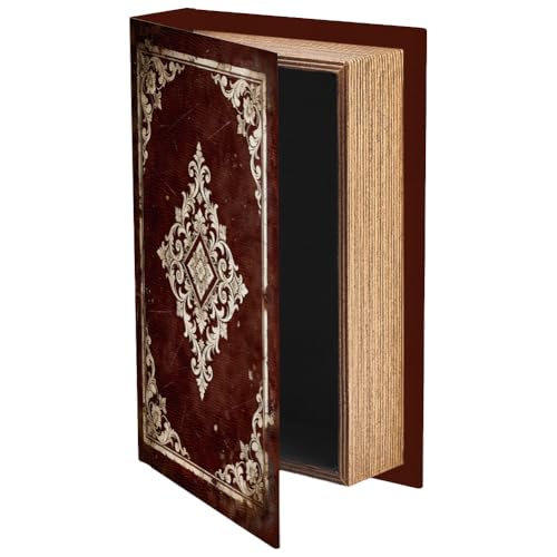 Vintage Book Storage Box Red Retro Pattern 9.1 x 5.9 x 2 Inch | Book Trinket Boxes for Jewelry & Keepsake, Decorative Organizers for Home Office Bookshelf Decoration, Wedding Photos Storage - color: Retro Red