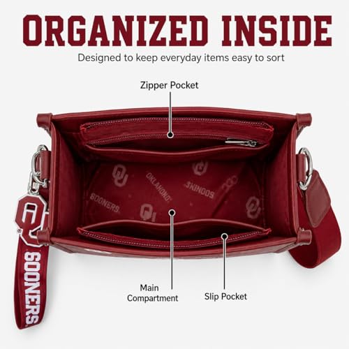 NCAA Crossbody Bags for Women, Leather Crossbody Purse with Adjustable Strap Shoulder, Shoulder Handbags for Gift - color: Ou-burgundy