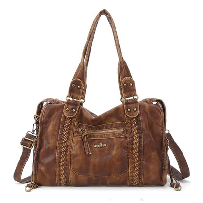 Angel Kiss Hobo Bags For Women Vegan Leather Hobo Satchel Handbags Large Tote Purses Shoulder Bag - color: Retro Brown