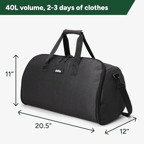 Halfday Convertible 2-in-1 Garment Duffel Weekender 40L, Carry On, Shadow | Folds Flat for Easy Storage, Keep Outfits Neater, Shoe Pockets, Trolley Sleeve, Durable, Water-Resistant, 2-3 Days of Clothes - color: Shadow, style: Original, 40l