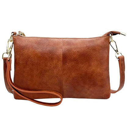 Beurlike Leather Wristlet Wallet Clutch Purses For Women Small Crossbody Phone Bags - color: Vegan Leather Brown