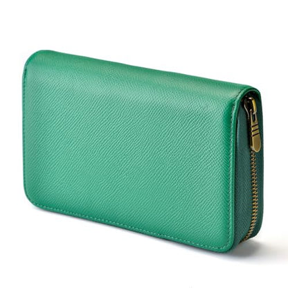 Fountain Pen Leather Pen Case 10 Divided Slots, Rollerball Pen Holder Handmade Display Organizer Zippered Pouch - color: Army Green