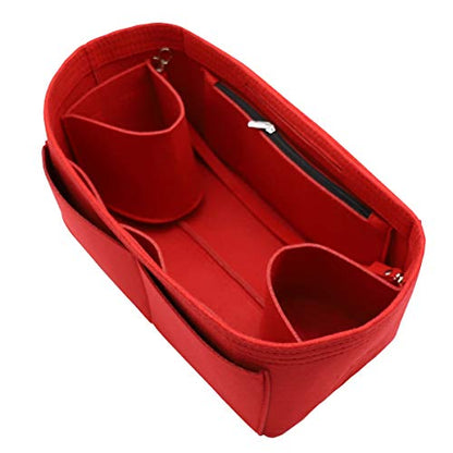 LEXSION Felt Purse Organizer Insert Zipper Pocket with Two Removeable Bottle Holder - color: Red, size: X-Large