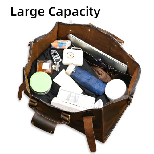 Canvas + Leather Travel Luggage Tote Duffle Gym Suitcase Weekender Overnight Bag For Men Male FB8151 (8151-Dark Brown1) - color: Dark Brown1