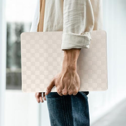 for MacBook Air 15 inch Case 2026-2023 M5 M4 M3 M2, Checker Beige | Leather Textured Hard Shell, Precise Logo Cutout, With Keyboard Cover, Anti-Fingerprint, Anti-Scratch，Slim,Lightweight - color: Checkerboard Beige, size: 2023-2026 MacBook Air 15 inch M2
