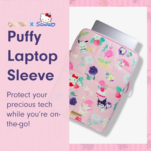 Sonix x Sanrio | Puffy Laptop Sleeve | 15-16 Inch, Quilted Pillow Puffer Laptop Carrying Case, Computer Sleeve | Hello Kitty & Friends Floral - color: Hello Kitty & Friends Floral