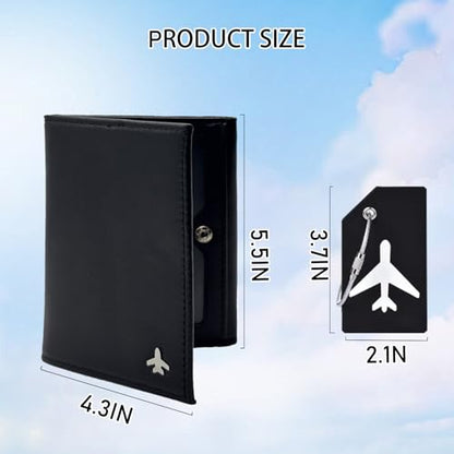 Pilot Wallet Passport Holder RFID Blocking Nappa Leather Travel Wallet, Stylish Travel Companion for Aviation Professionals (Black) - color: Black