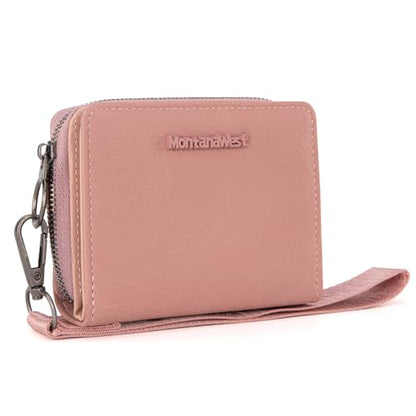 Montana West Small Wallet for Women Female Ladies with a Detachable Wristlet Women's Wallet with Rfid Blocking Lining Minimalist Lightweight & Easy to Carry - color: Dark Pink