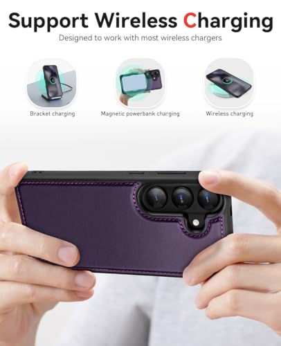 OCASE for Samsung Galaxy S26 Plus Detachable Wallet Case with Card Holder, [2 in 1] PU Leather Flip Folio Case with RFID Blocking Stand Wrist Strap Shockproof Phone Cover 2026, Dark Purple - color: Dark Purple, size: Samsung Galaxy S26 Plus