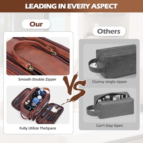 Personalized Gifts Travel Toiletry Bag for Men, Customized Laser- Engraved Mens Birthday Gift PU Leather Waterproof Bathroom Shaving Bag, Unique Anniversary Present for Husband Boyfriend Partner,I - style: I