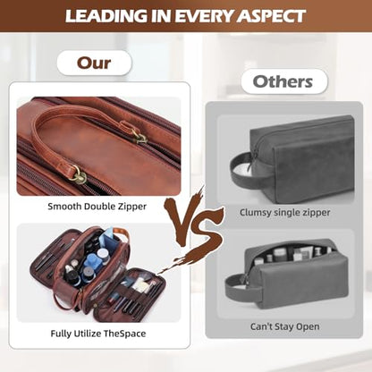 Personalized Gifts Travel Toiletry Bag for Men, Customized Laser- Engraved Mens Birthday Gift PU Leather Waterproof Bathroom Shaving Bag, Unique Anniversary Present for Husband Boyfriend Partner,I - style: I