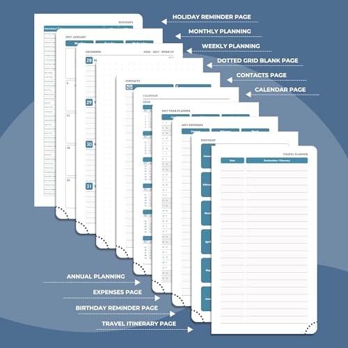 Weekly Monthly 2026-2027 Planner (July 26-Dec 27),6.5"x3.75" | 18 Months Agenda Plan with Month Tabs & Pocket,Expenses/Note Pages, Academic Calendar with Vegan Leather Cover,Blue - color: Blue, size: Pocket-6.5" x 3.75"