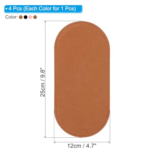 PATIKIL Felt Base Shaper 10x5 Inch, 4 Pcs Bag Bottom Shaper Pad Purse Liner Board Insert Oval for Handbags Tote Crossbody Bag Backpack, Black/Dark Brown/Brown/Pink - size: 10x5 Inch