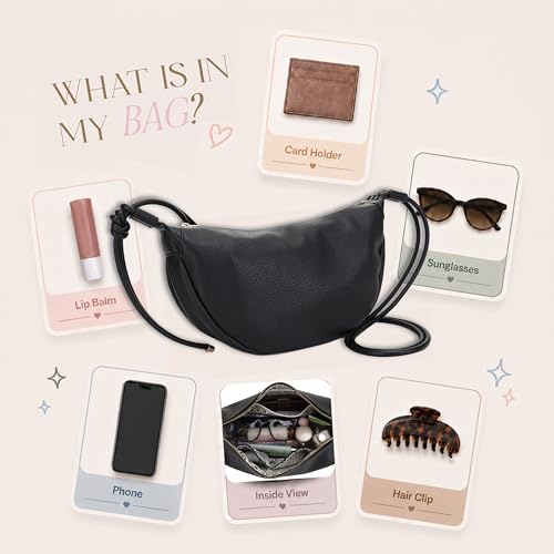 Mali&Lili Hobo Shoulder Bag for Women, Aria Convertible Crossbody Bags for Women, Vegan Leather purses, Shoulder Handbags - color: Black