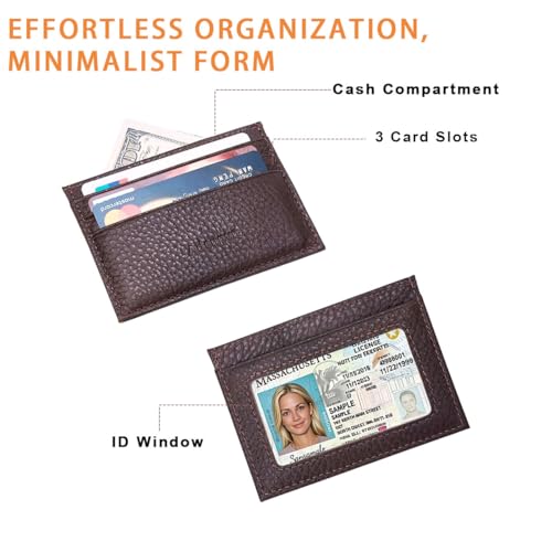 Leather Credit Card Holder Unisex Wallet with ID Window (012) - color: 012