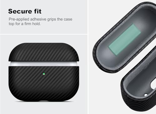 Haobobro Leather Case - for AirPods Pro 2 / AirPods Pro 2nd Generation Case | Selected Skin-friendly Cowhide Leather, Carbon Fibre Texture, Handmade Drop Protective Hard Cover - Black - color: Black, size: AirPods Pro 2
