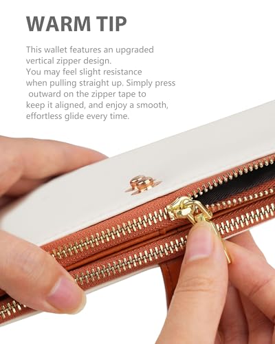 Women's Slim Wallet,Thin RFID Card Holder with Zipper Pocket | 12 Slot Wallet Organizer, Large Capacity, Vegan Leather, Coin Purse, Cash Compartment, Travel Wallet, Women Gift - color: Beige＆Brown, size: Bifold