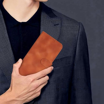 for Samsung Galaxy A15 5G Case Wallet with Card Holder,Galaxy A15 5G Wallet Case for Men Women,PU Leather Magnetic Buckle Stand Flip Cover-Light Brown - color: A2-Light brown