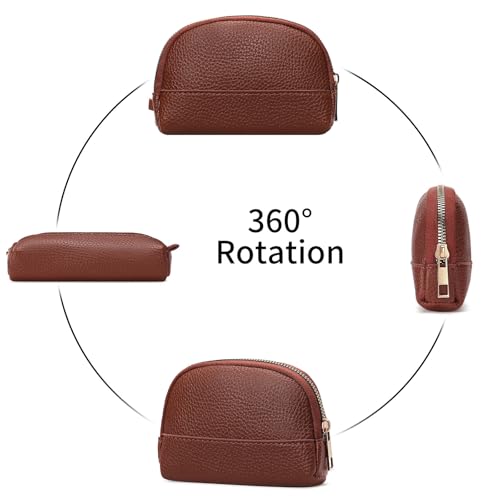 GAEKEAO Coin Purse for Women Small Change Key Pouch Vegan Leather large Capacity mini Portable Ladies Wallet with Zipper - color: A-Brown
