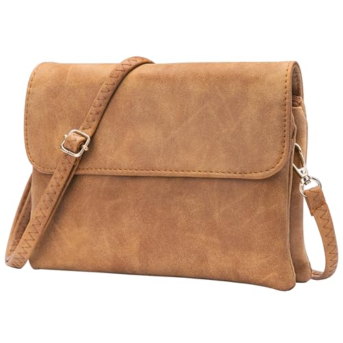 Small Crossbody Bags for Women,Vegan Leather Cell Phone Purse with Adjustable Shoulder Strap for Travel - color: Brown