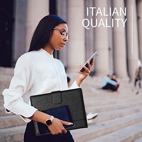 Maruse Italian Leather Executive Padfolio, Folder Organizer with Magnetic Closure and Writing Pad, Handmade in Italy, Black - color: Black